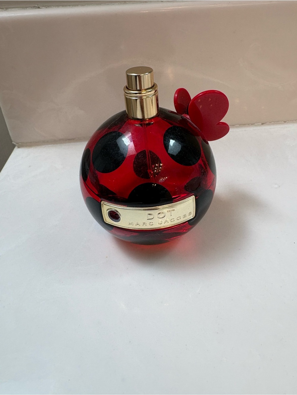 Marc Jacobs DOT Red with Black Polka Dot Bottle - No Lid - 50% full